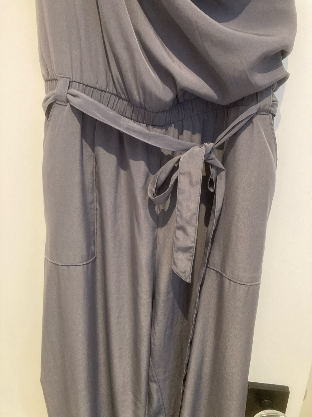 New York & Company Gray Sleeveless Draped Jumpsuit - Picture 5 of 7